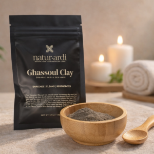 Ghassoul Clay powder & Bamboo bowl with spoon